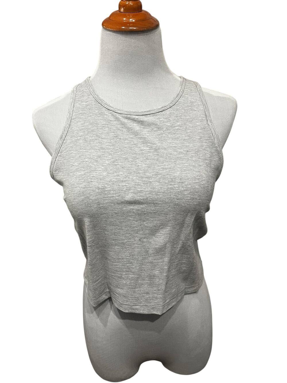Yogalicious Women's Gray Heavenly Rib Stacy Crop Tank SIZE XL
